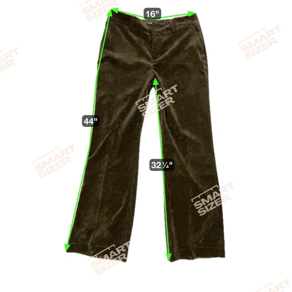 Coldwater Creek Olive Hi Rise, Flat Pile Corduroy Pants with side pockets Sz 12 - Picture 6 of 6
